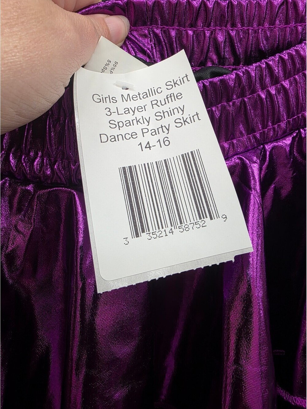 GIRLS METALLIC 3‑LAYER RUFFLE SPARKLY DANCE PARTY SKIRT SIZE 14‑16 - Picture 4 of 6